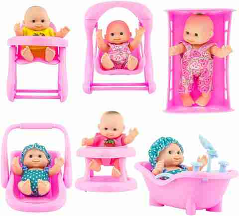 ZOSI Cute Little Baby Doll Collection Playset Pink Colour - Set of