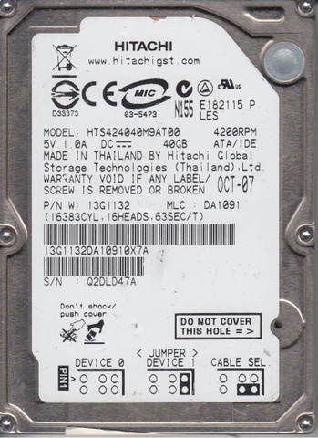 Hitachi pro 40 GB Desktop Silver IDE Internal Hard Disk Drive (HDD