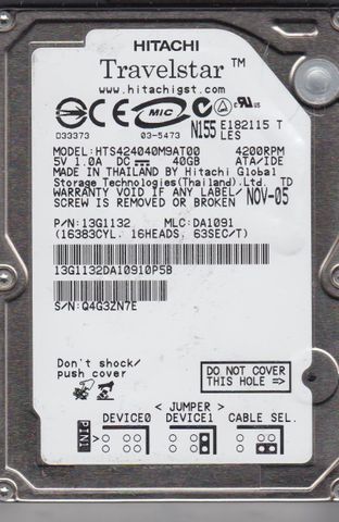 Hitachi pro 40 GB Desktop Silver IDE Internal Hard Disk Drive (HDD
