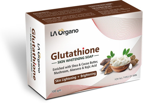 skin whitening soap glutathione LA Organo Glutathione Shea Cocoa Butter Skin Lightening & Brightening Soap  For All Skin Type-Pack of 1