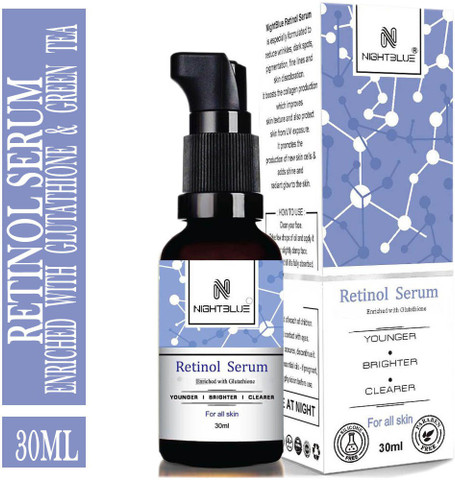 NightBlue Serum Enriched with Glutathione & Green Tea Extract For Younger,  Brighter & Clearer Skin 30 Ml Price in India - Buy NightBlue Serum Enriched  with Glutathione & Green Tea Extract For