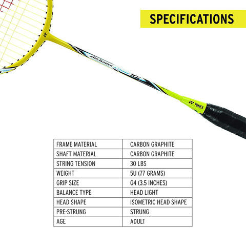 忍 YONEX Arc Saber Light 10i Strung RacquetWith BG 66 Ultimax String