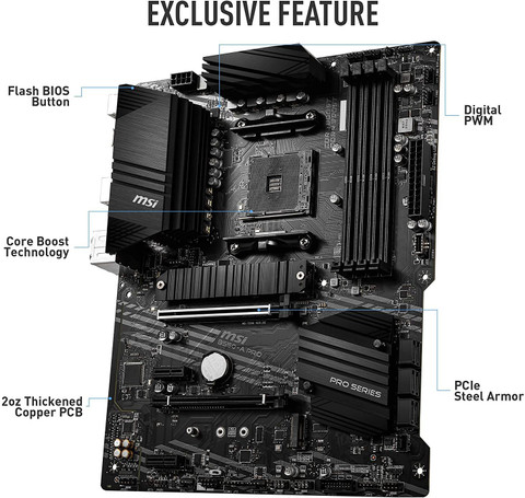 MSI B550-A PRO ATX AM4 Gaming AM4Socket ATX AMD B450 Chipset DDR4