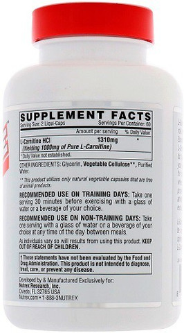 nutrex l carnitine capsules L-Carnitine Injection main image 0