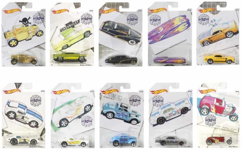 HOT WHEELS Larry Wood 50 1969-2019 Cars Pack -set of 10- Multi