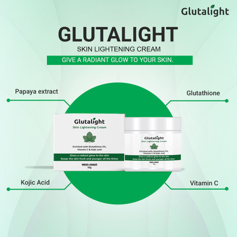 Glutalight Glutathione, Vitamin C, Kojic Acid Skin Brightening & Lightening  Cream 50g, No Parabens, No Sulphates, No Silicone - Price in India, Buy  Glutalight Glutathione, Vitamin C, Kojic Acid Skin Brightening &