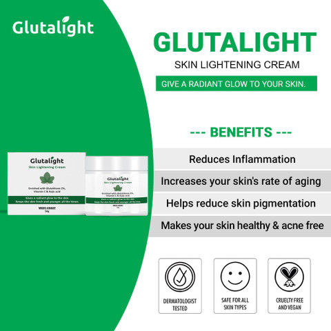 Glutalight Glutathione, Vitamin C, Kojic Acid Skin Brightening & Lightening  Cream 50g, No Parabens, No Sulphates, No Silicone - Price in India, Buy  Glutalight Glutathione, Vitamin C, Kojic Acid Skin Brightening &