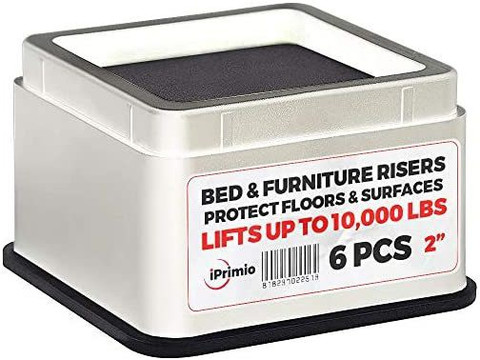 Buy IPrimio Bed And Furniture Risers - 8 Pack Square Elevator Up To 2 Per Riser And Lifts Up To 10 000 L Bs Protect Floors And Surfaces Durable Abs Plastic And Anti Slip Foam Grip Stackable White
