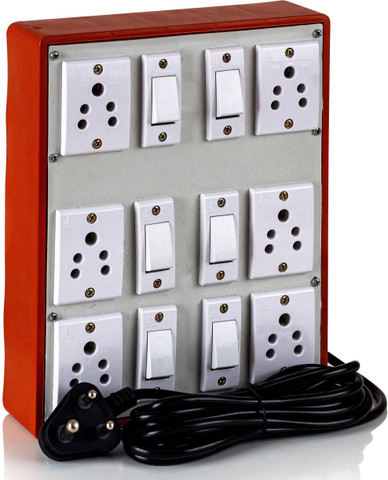 HI-PLASST (6+6) Brown Extension Board Multi outlet Electrical