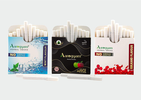 Aarogyam Herbals Tobacco and Nicotine Free Herbal Flavor Smoke For Relieve  Stress and Mood Enhance Product - Mint, Double Apple, Gulkand Flavour