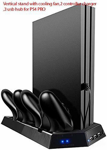 PS4 Cooling Fan Station With Vertical Stand | Controller Charger Dock | 3ft Cable | 3 Year Warranty | Black 12 thumbnail image