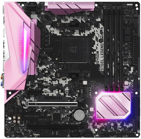 ASRock B450M Steel Legend Pink Edition AM4Socket Micro-ATX AMD