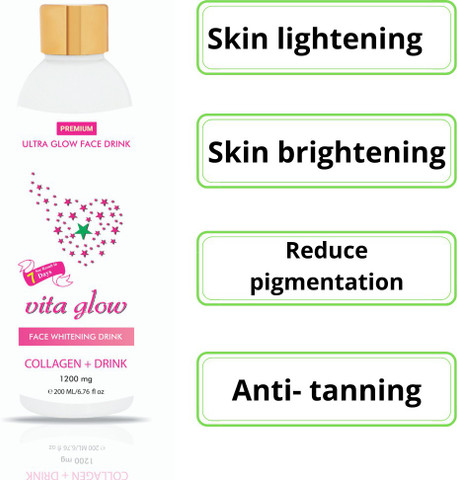 vita glow Skin Whitening | Melanin Reduction | Skin Brightening | Lightens  and Brightens Skin | Anti Pigmentation |Natural Drink | Skin Lightening & Whitening  drink with Glutathione| Remove dark Spots |