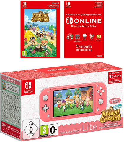 NINTENDO Switch Lite Coral with Animal Crossing: New Horizons 32