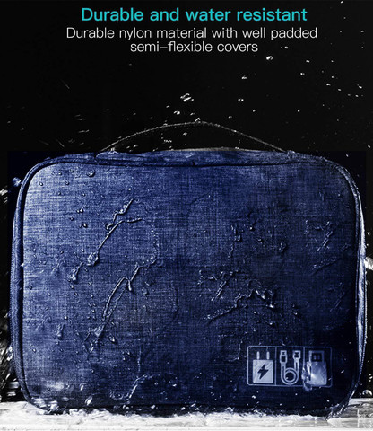 AREO (Blue) Travel Electronic Accessories Organizer Bag Case For Cable Charger