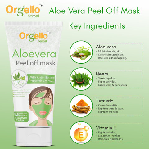 orgello Aloe Vera Peel Off Mask | 1 X 100 ml | + Lemon Honey Face Wash | 1  X 100 ml | Men Women Boys Girls | All Skin Types |