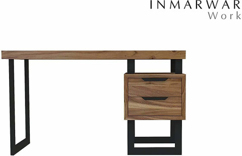 INMARWAR PureWood Solid Wood Study Table | Metal Desk With 2 Drawers ...