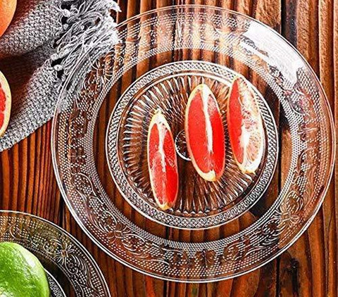 GLASSBAR 9 inch Crystal Clear Glass Plate- Snack Plate for Dining