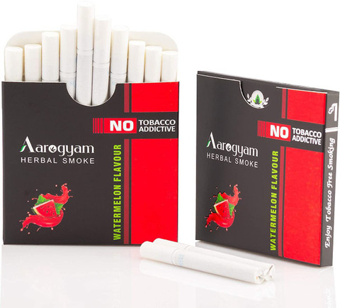 Aarogyam Herbals Tobacco Free and Nicotine Free Cigarette For Relieve  Stress and Mood Enhance Product -Watermelon Flavor - 2 Packets (20 sticks)  Smoking Cessations Price in India