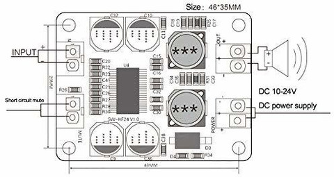 TPA3118 Mono Digital Audio Amplifier Board - 60W, 12V-24V DC, Power Amp Module