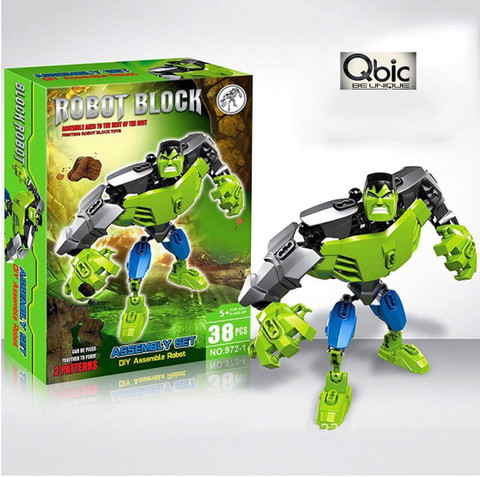 QBIC DIY Robot Block Favourite Superhero Hulk Building Block Set Series ...