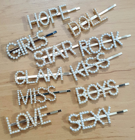 Word Letter Word HAIR Pins Sparkly Letter Amazon.com : HARAVAL 10 Pieces Words Letter Hair Pins  main image 4