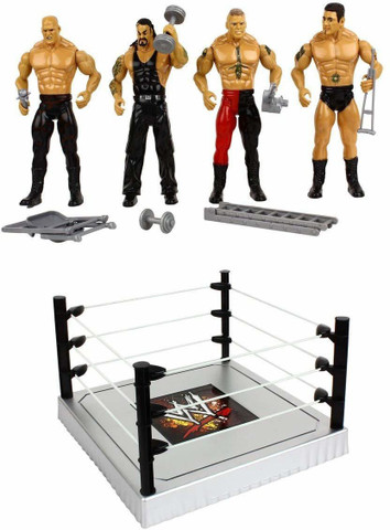 Crazycute WWE Flexforce 4 Wrestling Action Figures Models Weapons