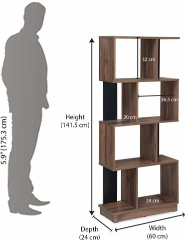 Floresta Wud Engineered Wood Zig Zag Book Shelf For Study Room