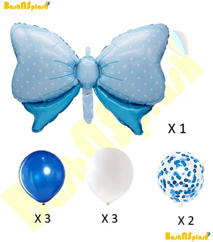 Matte Blue Bow Foil Balloons 5 Pcs For Wedding & Bow-Themed