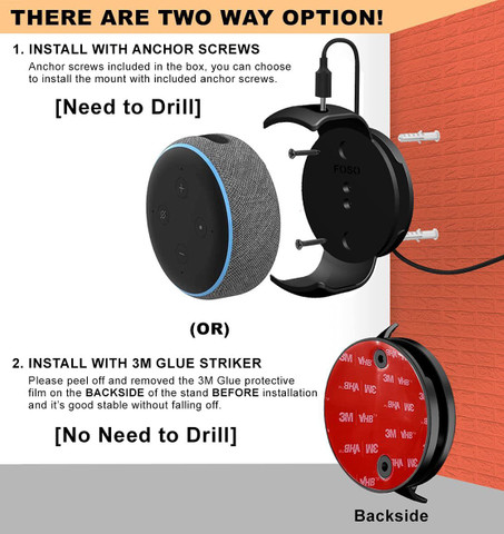 FOSO Wall Mount Stand Only - Compatible for Alexa Echo Dot 3rd Gen