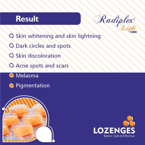 Radiplex Light 1000 mg L Glutathione Reduced Lozenges Tablets | No Wastage  (1 Strip) Price in India - Buy Radiplex Light 1000 mg L Glutathione Reduced  Lozenges Tablets