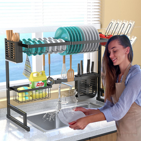 kitchen dish over basin dish rack