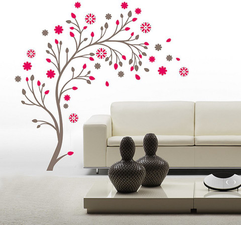 K2A Design 80 cm tree flower with leaves multicolour wall sticker