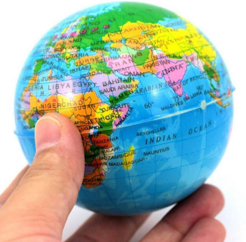 Mallexo 7.5cm Soft Foam Squeeze Rubber Earth Globe Balls Stress