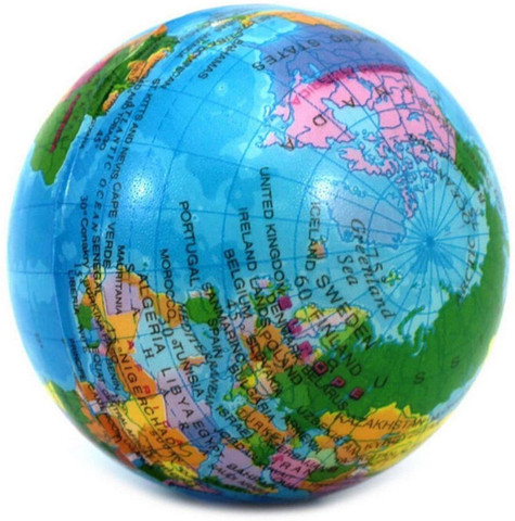 Mallexo 7.5cm Soft Foam Squeeze Rubber Earth Globe Balls Stress