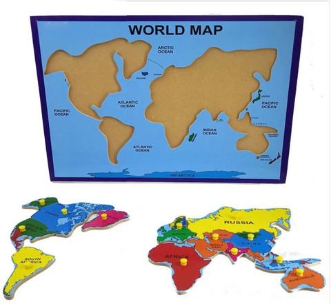 Kidosaurus Wooden Puzzles Kids Combo of Wooden World Map & India