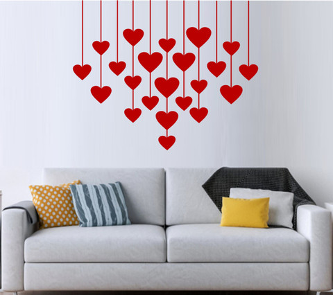 K2A Decor 79 cm Love red heart wall sticker (78 Cm X 79 Cm Self
