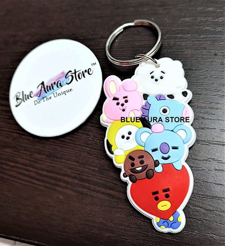Blue Aura BT21 BTS All in One 7 Character Key ring Key Chain Price