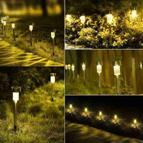 Solar Lights Outdoor 10 Pack Solar Pathway Lights Outdoor Waterproof Solar Garden Lights LED Stainless Steel Outdoor Solar Lights For Yard Path Walkway Driveway Garden Decor (Cold White) - Walmart Supplies