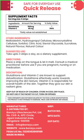 bonayu Glutathione + Vitamin C Mouth Dissolving Strips Price in India