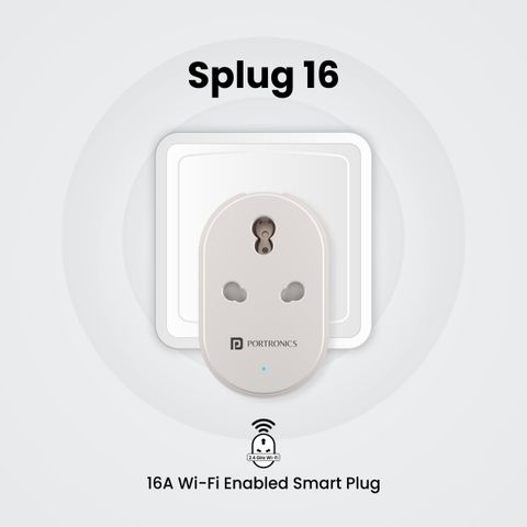 Portronics Splug 16 Wifi 16A Smart Plug Suitable for AC, Geyser, TVs ...