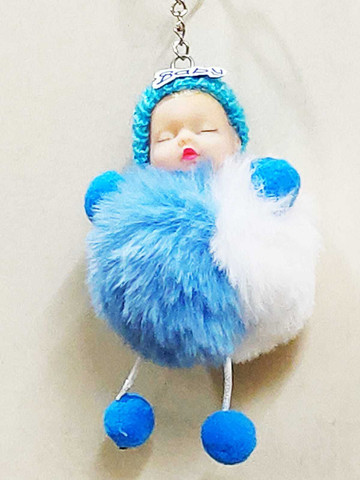 Magic of Gifts Cute Sleeping Baby Fur Doll Keychain/ Fur Baby Doll