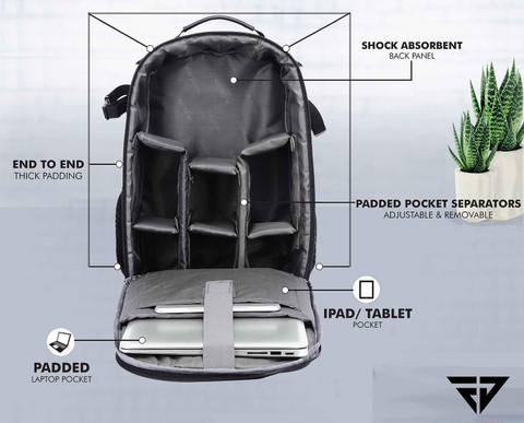 FUR JADEN DSLR SLR Camera Lens 14 Inch Laptop Camera Backpack