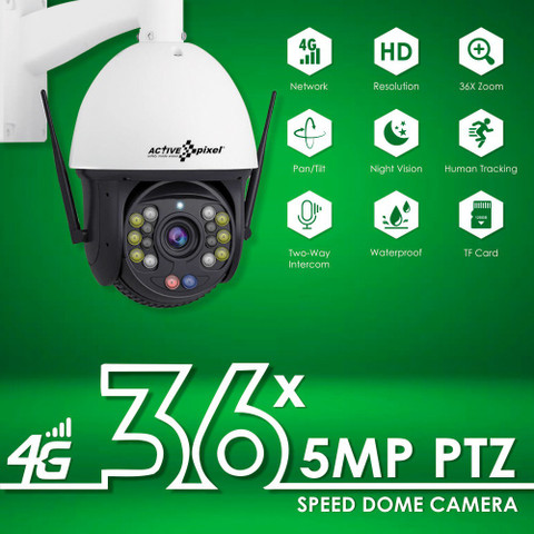 active pixel 4G 5MP HD 36X Optical Zoom 495ft Night Vision,Smart