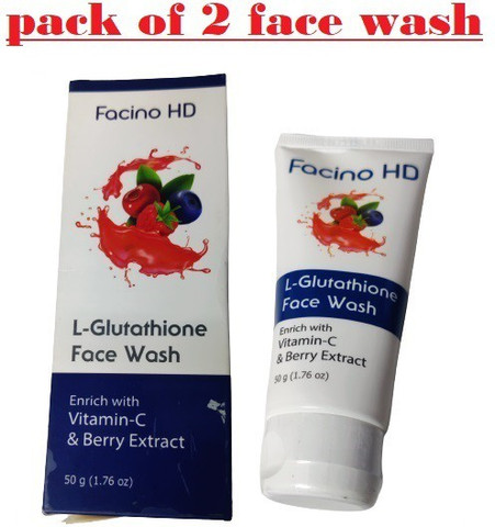 glutathione face wash in india Facino hd L GLUTATHIONE FACE WASH VITAMIN-C &BERRY Extract (pack of 2*50mgm) Face Wash