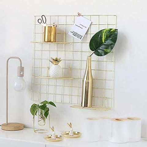 SWEETBERG Wall grid jali photo frame & Basket 65*55 Cm Gold Price