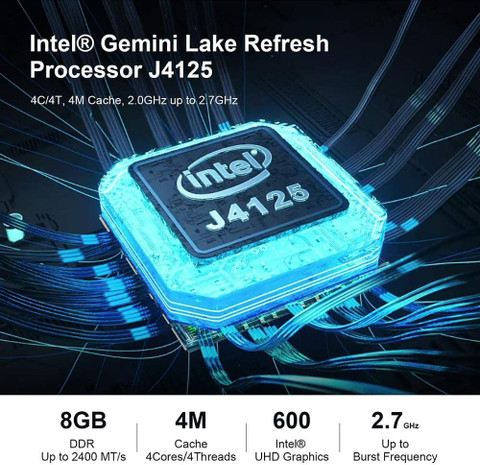 beelink Mini Pc GK55 - Windows 10, 2.7 Ghz, Intel J4125, 600 MB