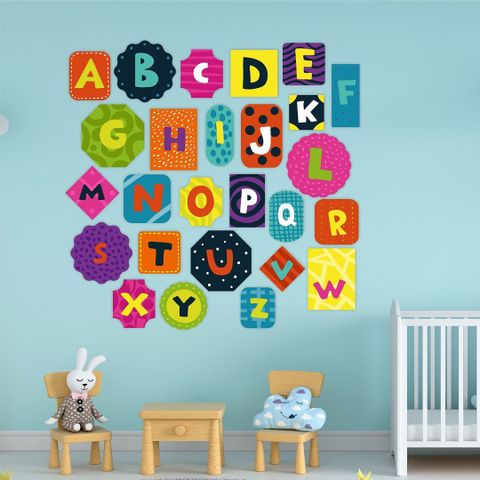 CVANU 100 cm ABCD Alphabet On Shapes Vinyl Wall Sticker For Kids ...