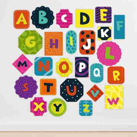 CVANU 100 cm ABCD Alphabet On Shapes Vinyl Wall Sticker For Kids ...