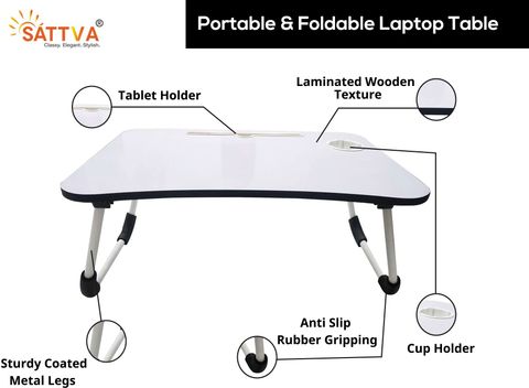 Sattva Writable Whiteboard Wood Portable Laptop Table Price in India ...